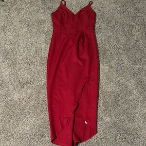 Elegant Asymmetrical Red Dress